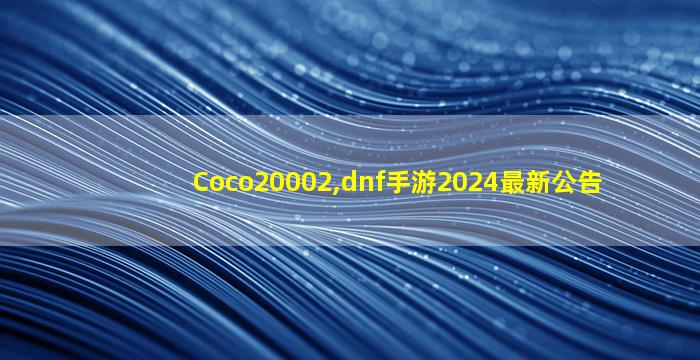 Coco20002,dnf手游2024最新公告